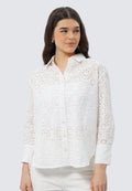 Eyelet Long Sleeve Blouse