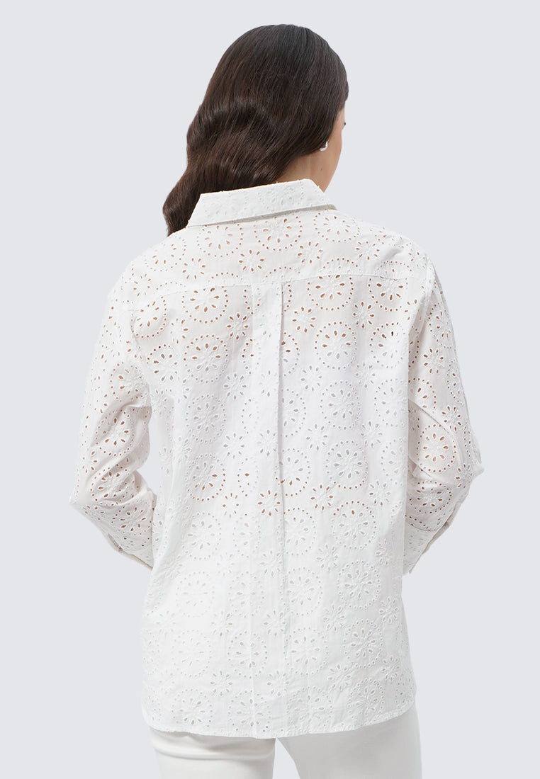 Eyelet Long Sleeve Blouse