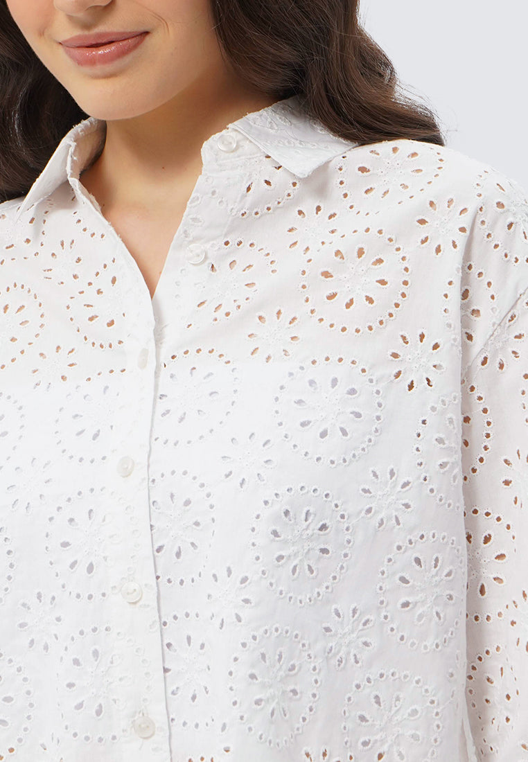 Eyelet Long Sleeve Blouse