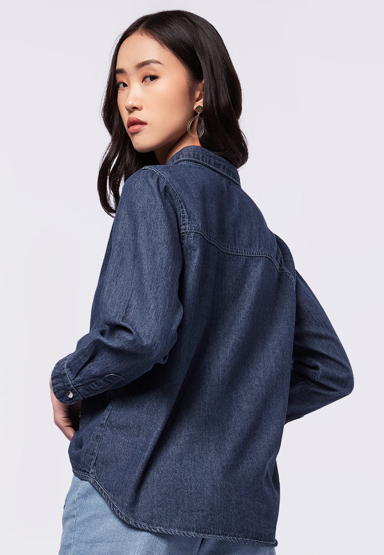 Long Sleeve Denim Blouse
