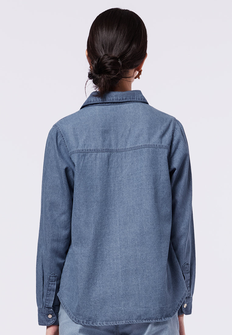 Long Sleeve Denim Blouse