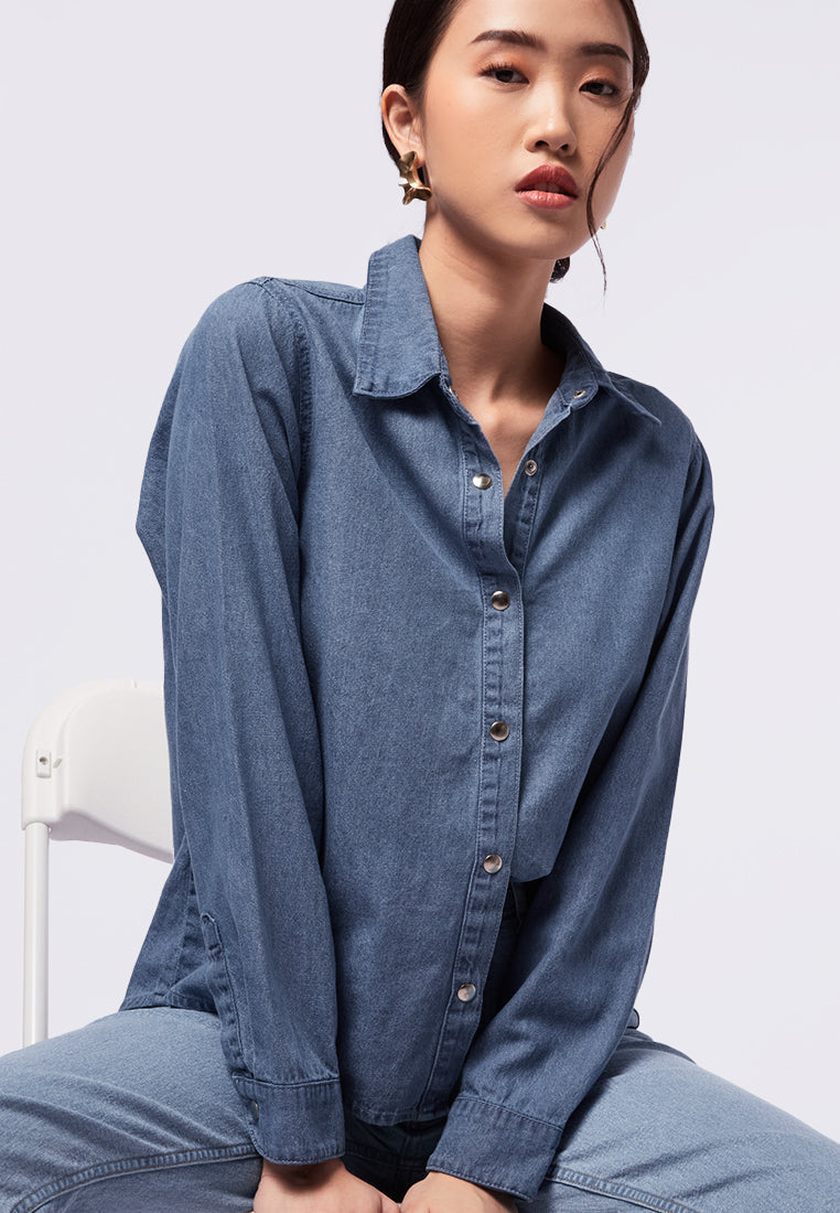 Long Sleeve Denim Blouse