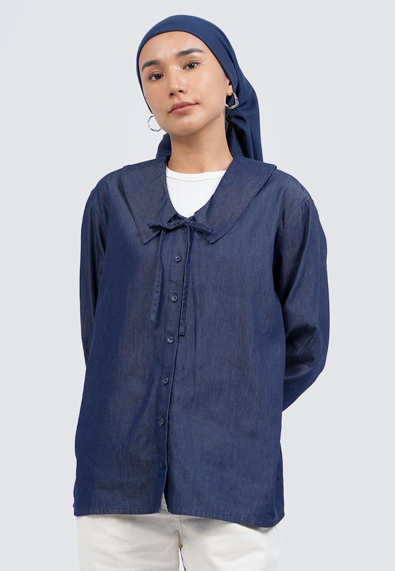 Peterpan Collar Chambray Blouse
