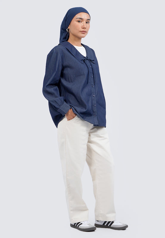 Peterpan Collar Chambray Blouse