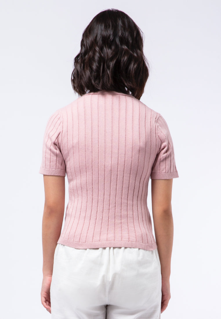 Textured Knit Polo Top