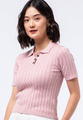 Textured Knit Polo Top
