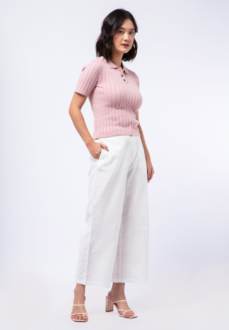 Textured Knit Polo Top