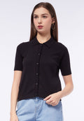 Short Sleeve Cropped Knit Top