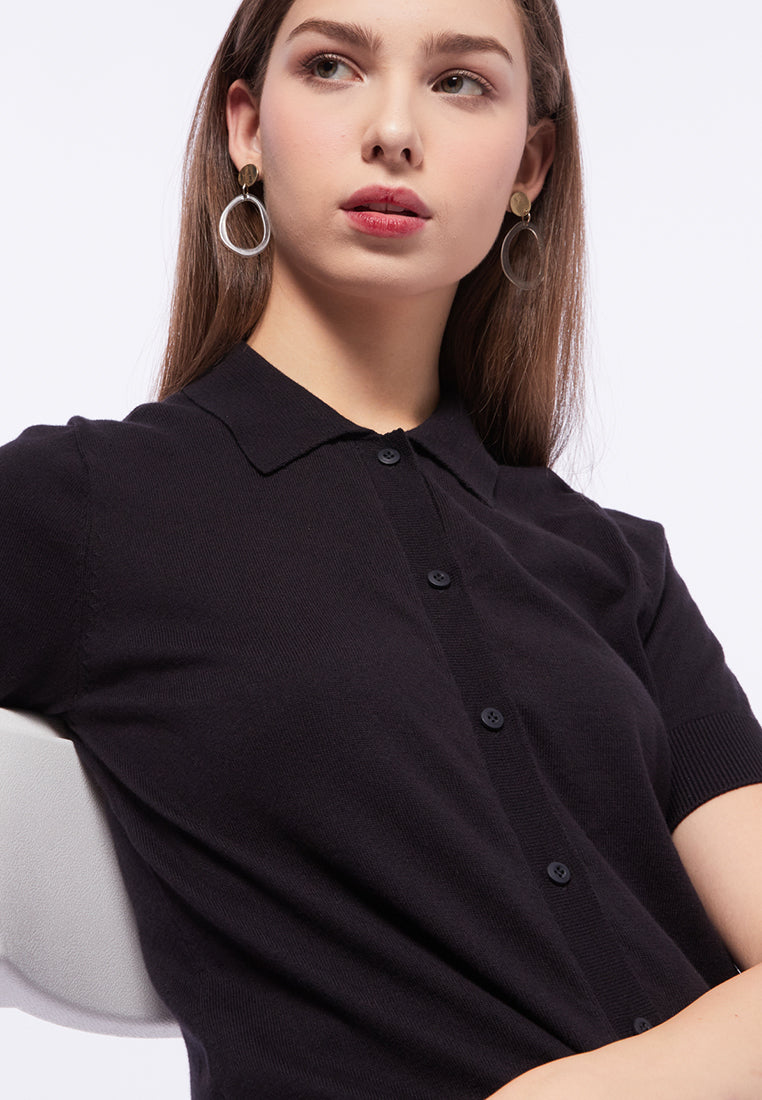 Short Sleeve Cropped Knit Top