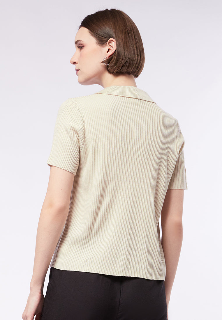 Short Sleeve Polo Top with Zipper