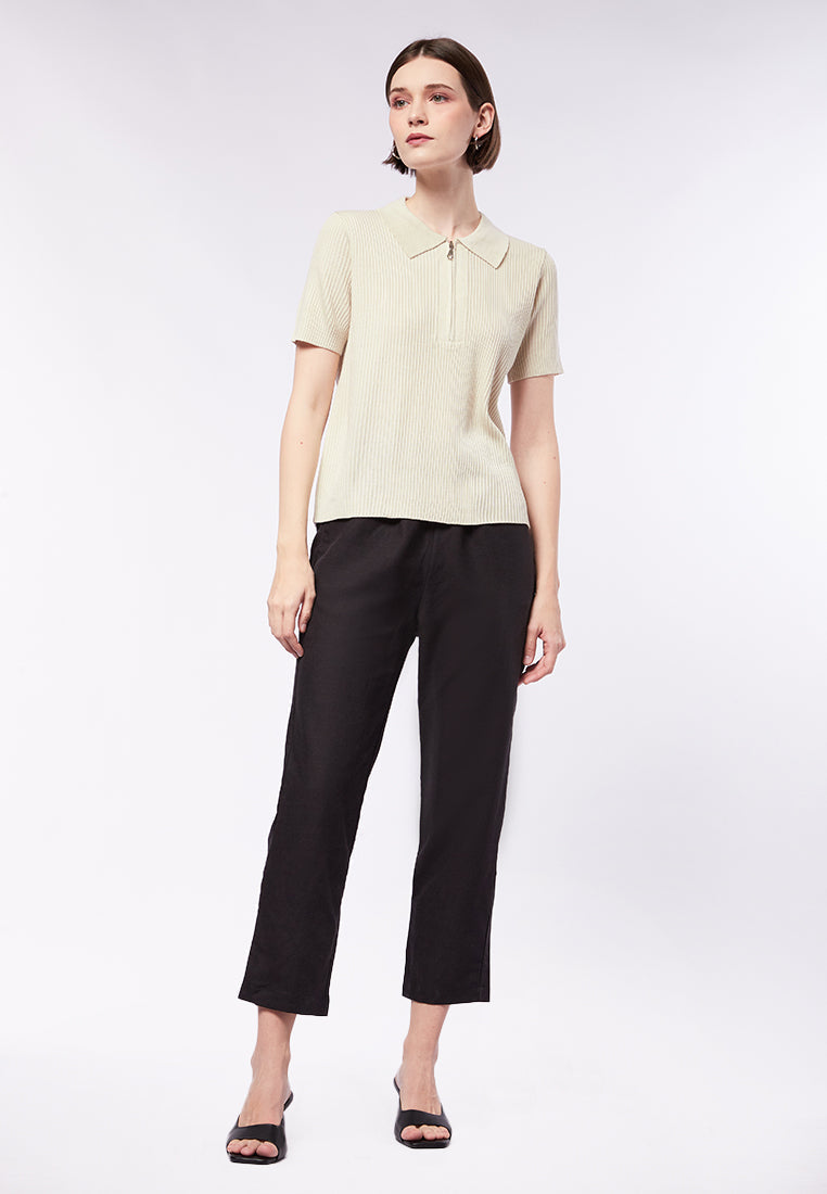 Short Sleeve Polo Top with Zipper