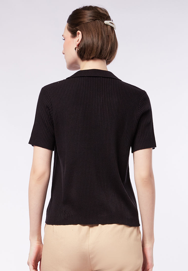 Short Sleeve Polo Top with Zipper
