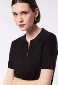 Short Sleeve Polo Top with Zipper