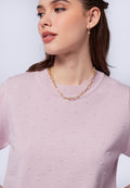 Round Neck Cable Knit Top
