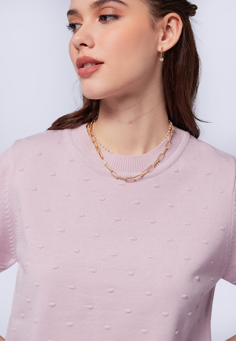 Round Neck Cable Knit Top