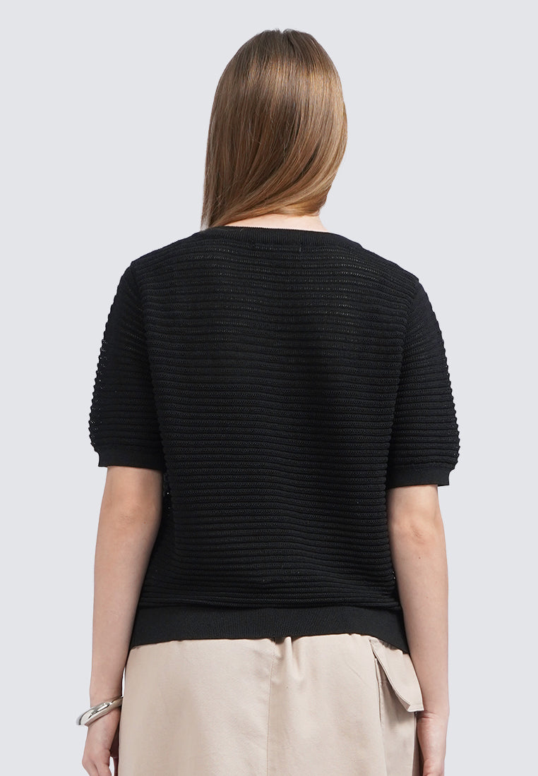 Puff Sleeve Textured Knit Top