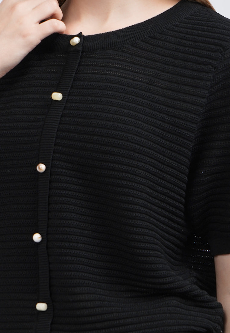 Puff Sleeve Textured Knit Top