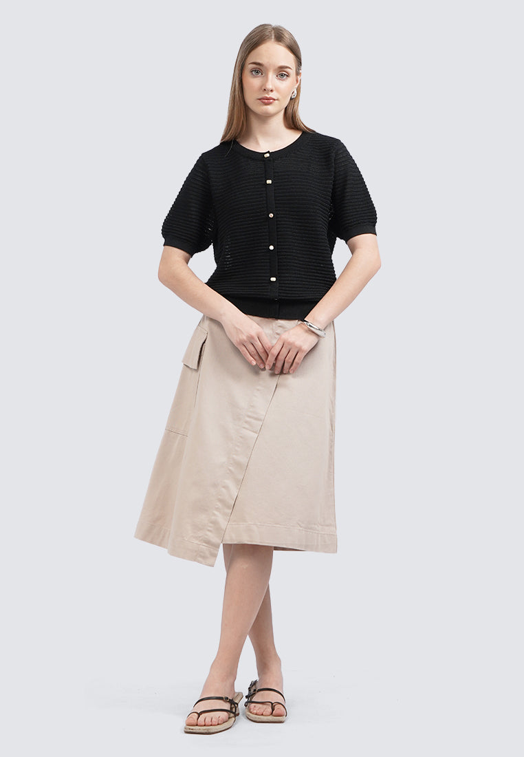 Puff Sleeve Textured Knit Top