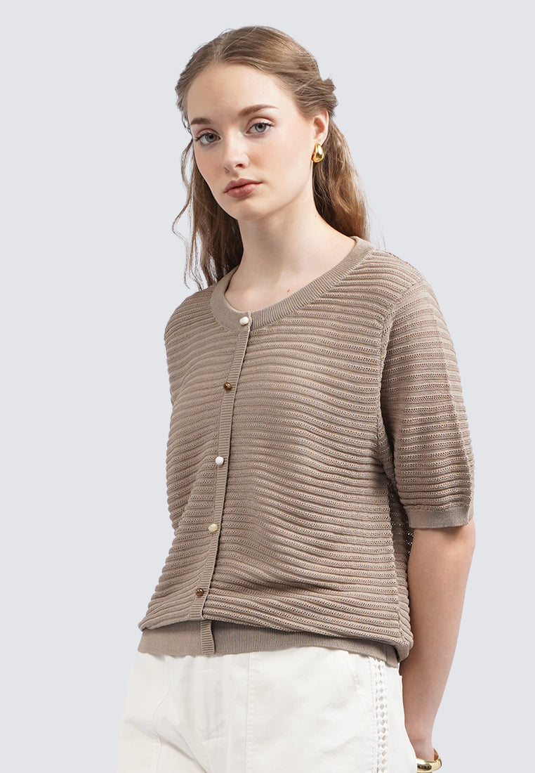 Puff Sleeve Textured Knit Top