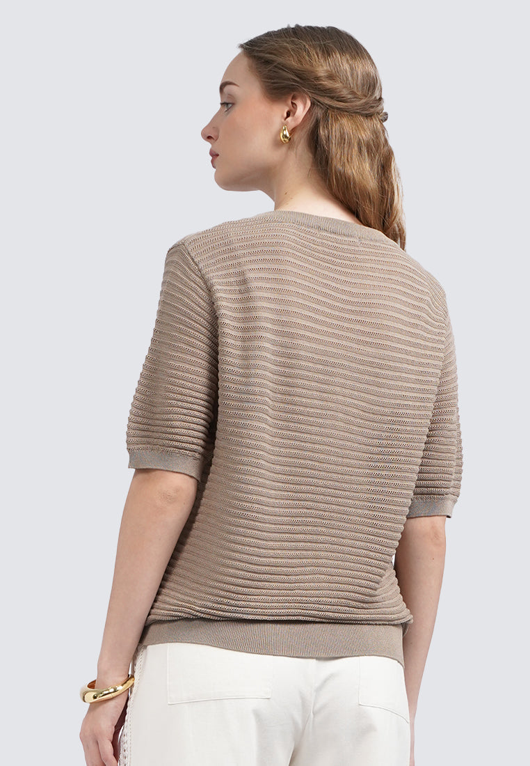 Puff Sleeve Textured Knit Top