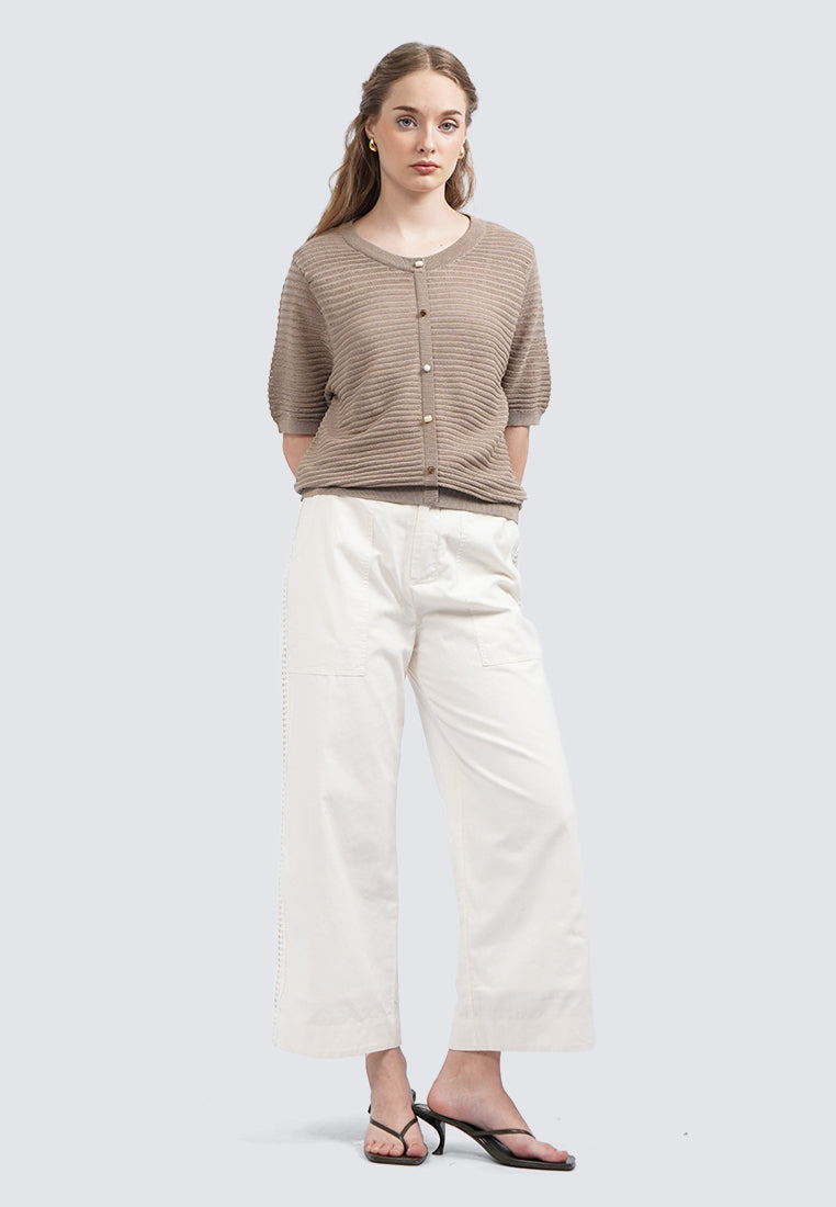 Puff Sleeve Textured Knit Top