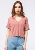Short Sleeve V-neck Knit Top