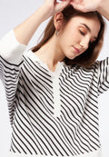 Striped Polo Knit Top