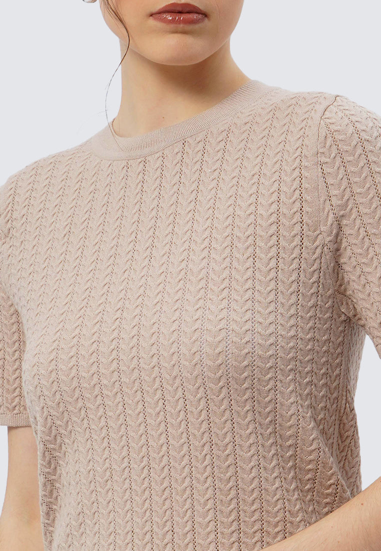 Round Neck Short Sleeve Knit Top