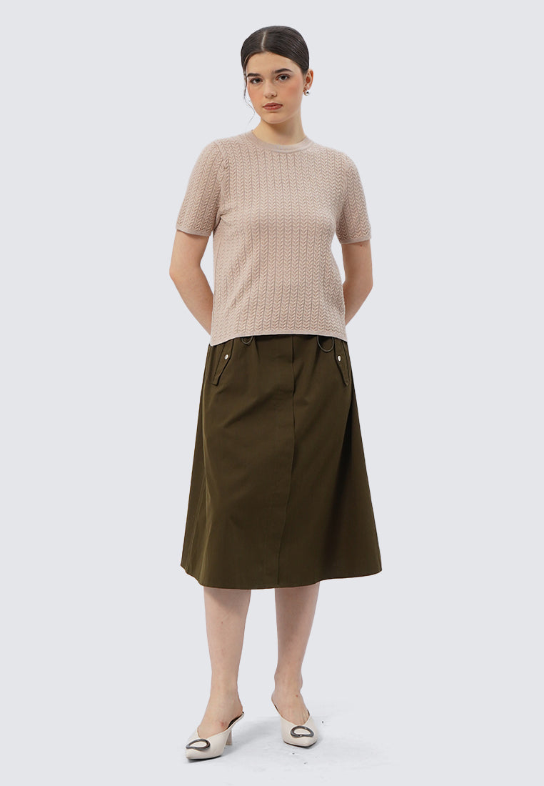 Round Neck Short Sleeve Knit Top