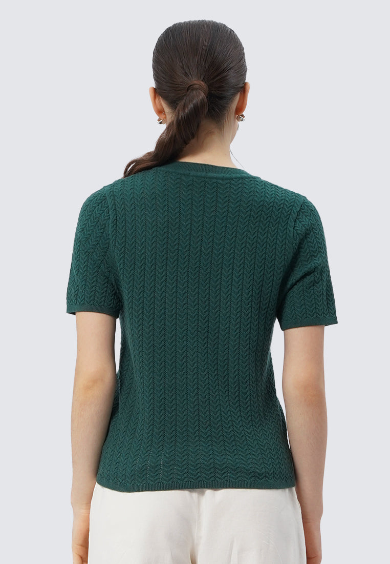 Round Neck Short Sleeve Knit Top