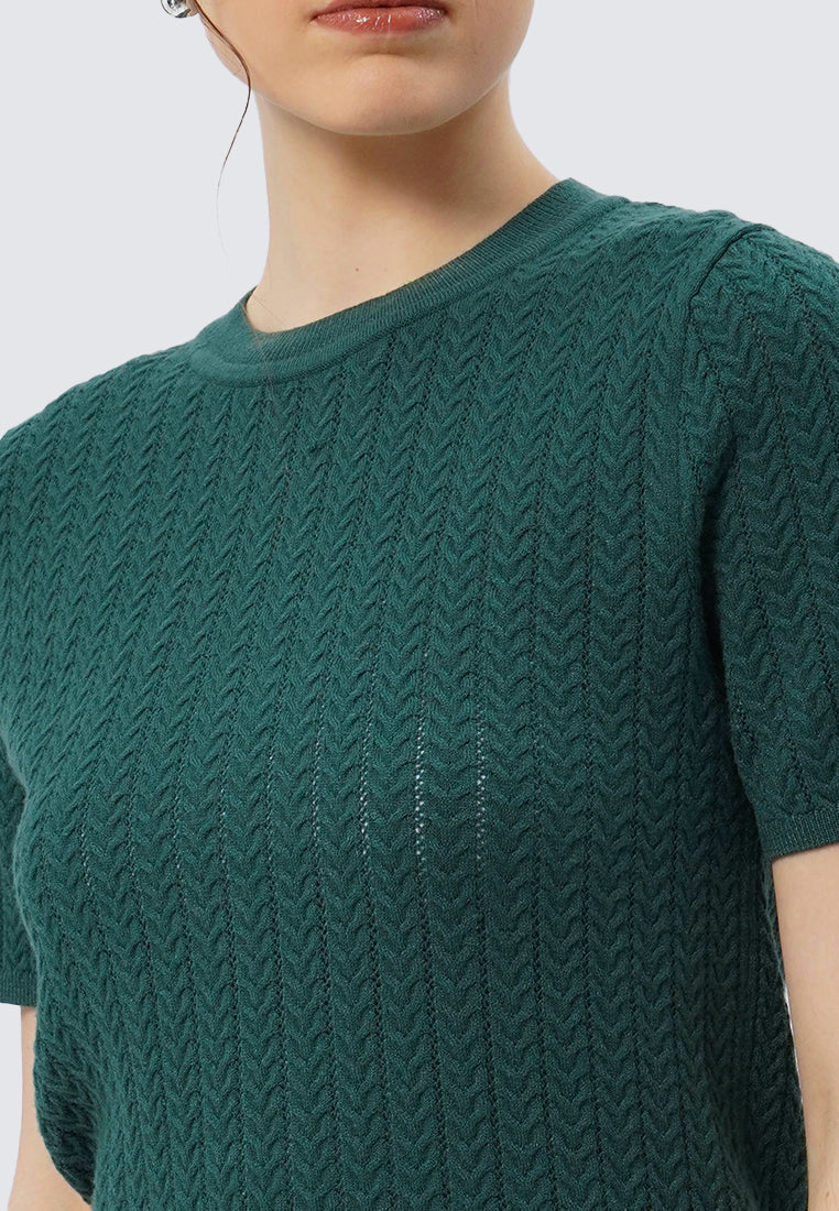 Round Neck Short Sleeve Knit Top