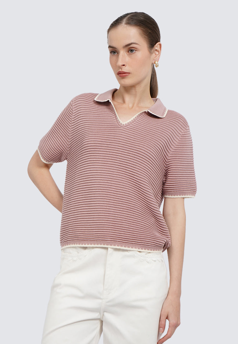 Contrast Lining Stripe Polo Top