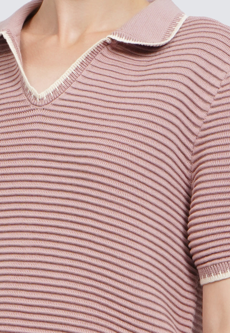 Contrast Lining Stripe Polo Top