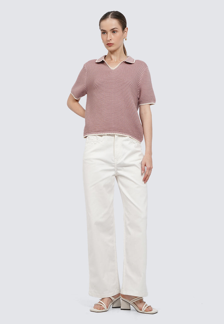 Contrast Lining Stripe Polo Top