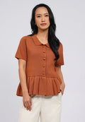Short Sleeve Peplum Knit Top
