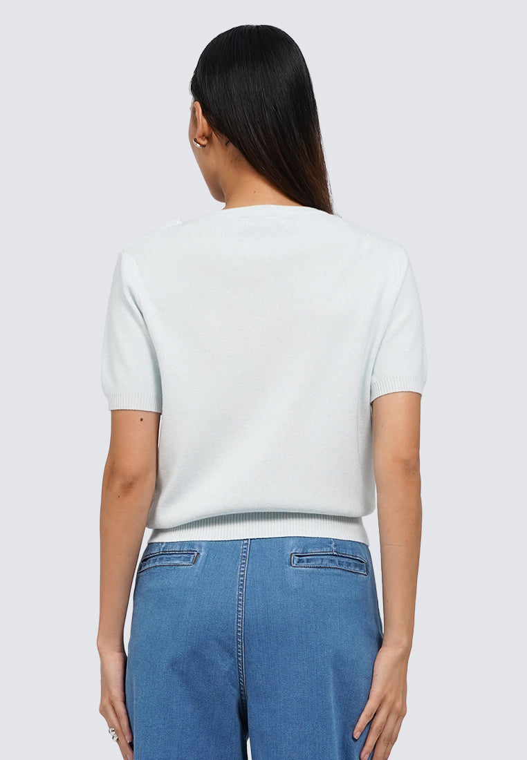 Knot Details Short Sleeve Knit Top