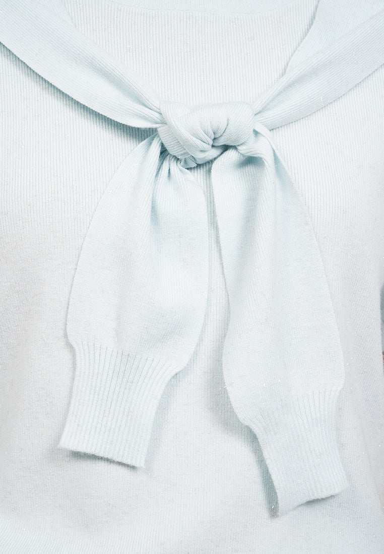 Knot Details Short Sleeve Knit Top