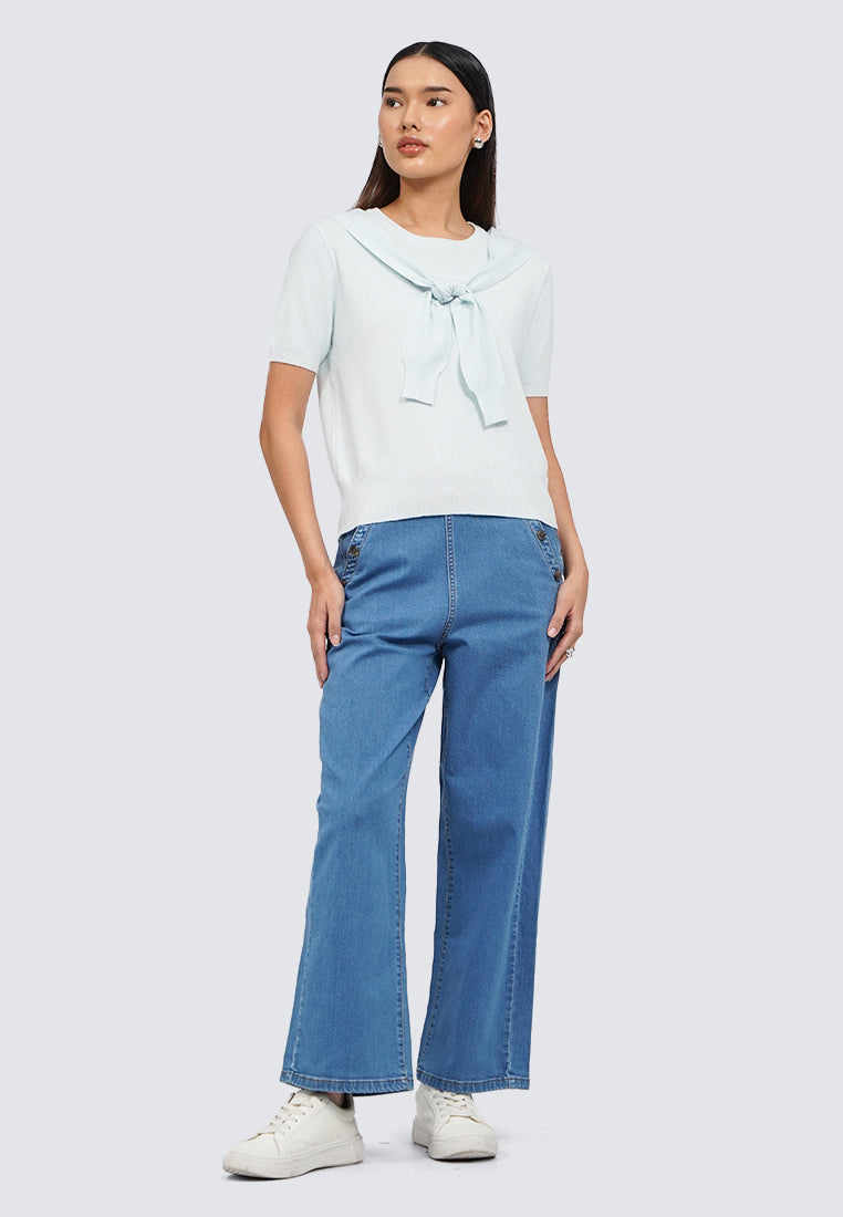 Knot Details Short Sleeve Knit Top