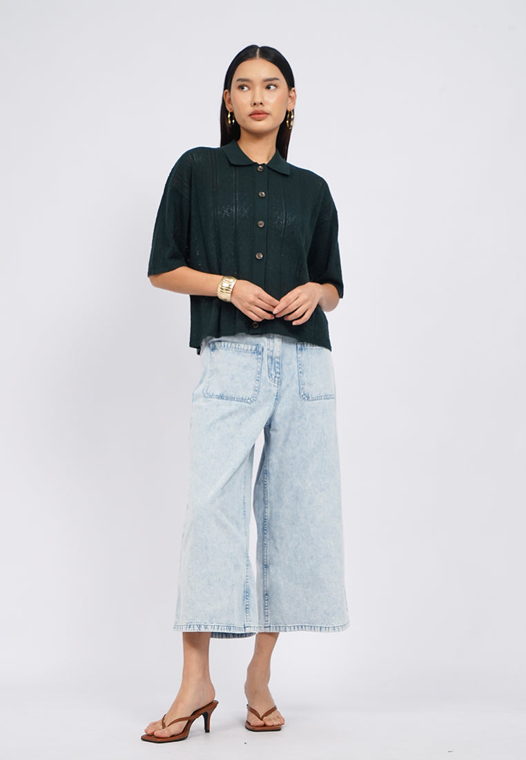 Short Sleeve Boxy Knit Top