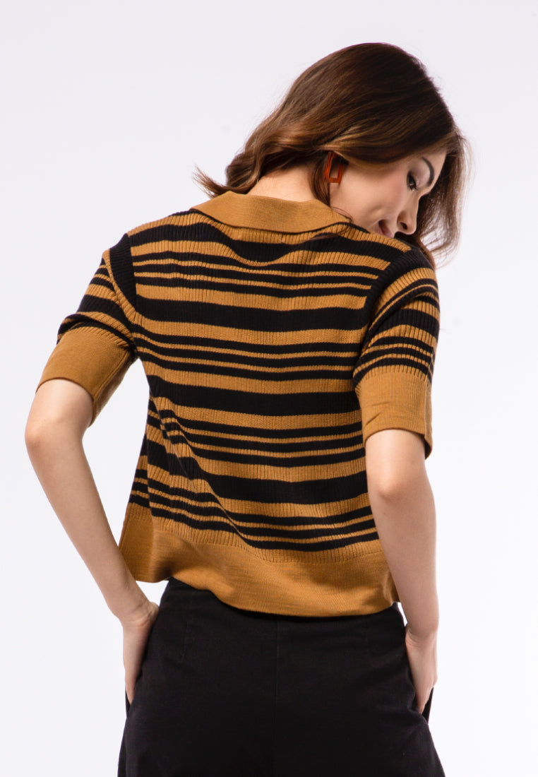 Printed Knit Polo Top
