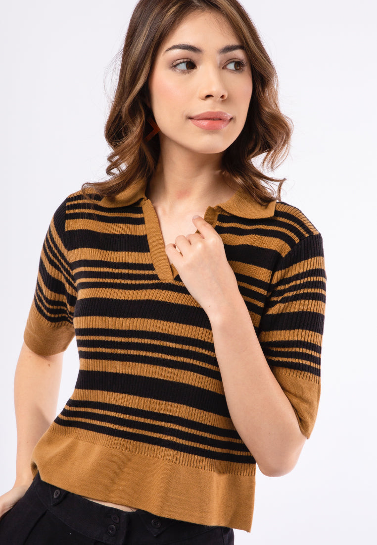 Printed Knit Polo Top