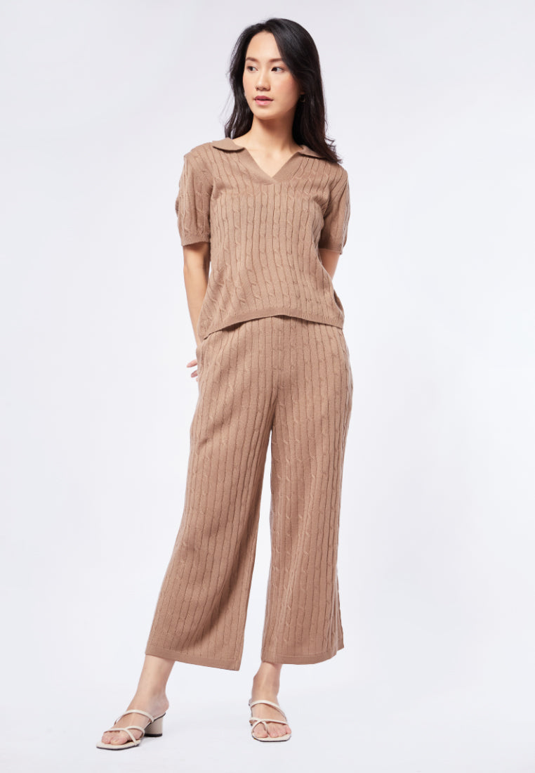 Short Sleeve Cable Knit Top