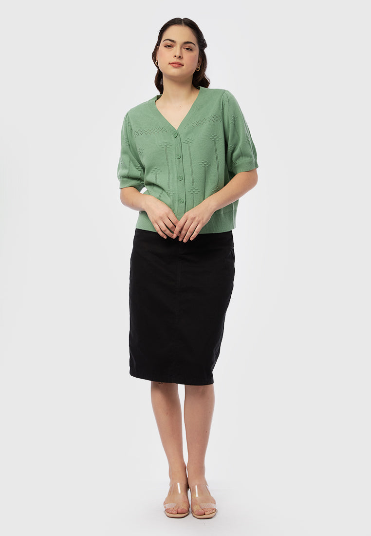 V-Neck Textured Knit Top