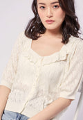 Puff Sleeve Knit Top with Ruffle Details