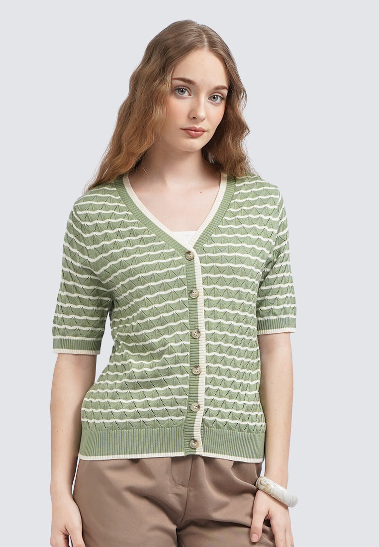 V-Neck Short Sleeve Knit Top