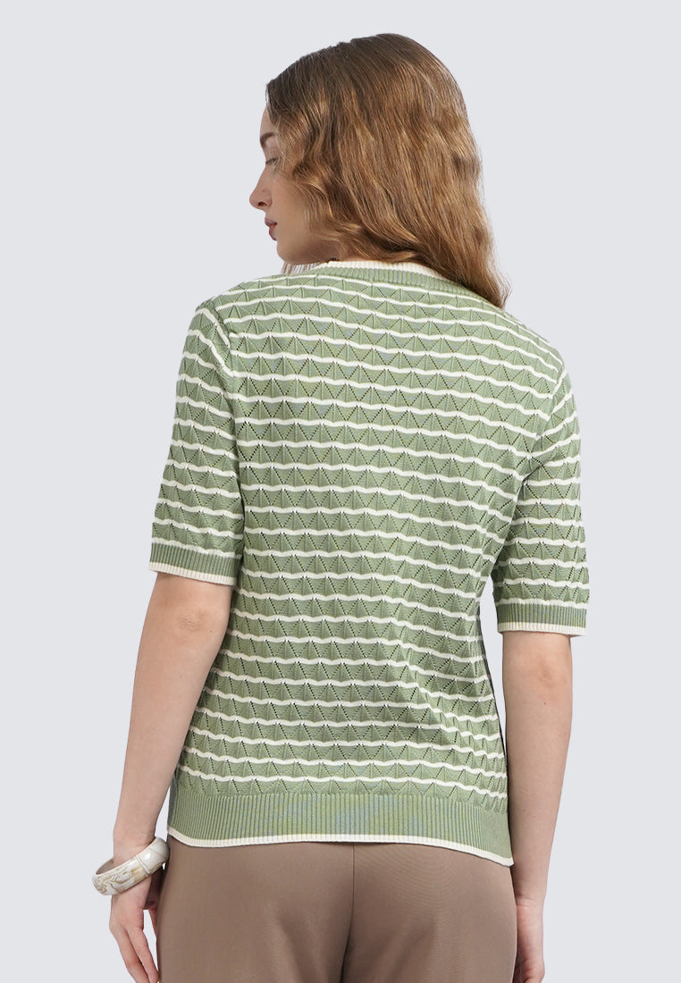 V-Neck Short Sleeve Knit Top