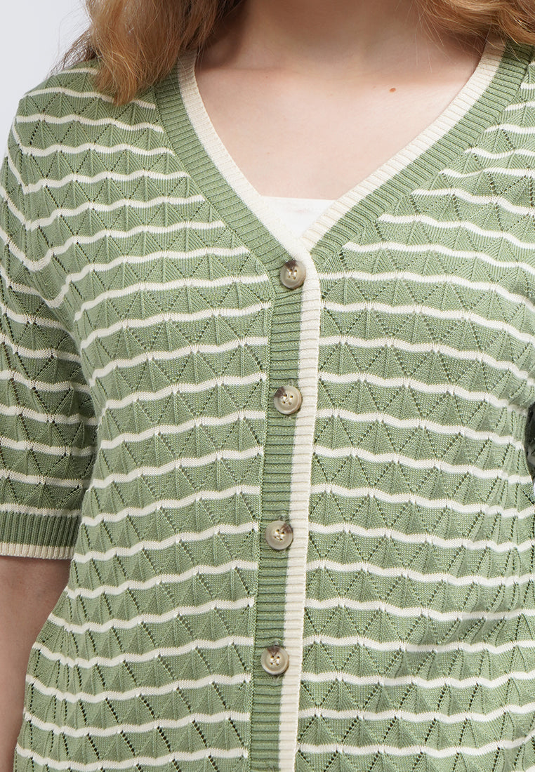 V-Neck Short Sleeve Knit Top