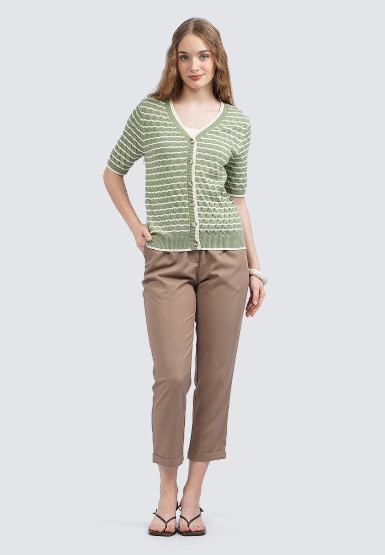 V-Neck Short Sleeve Knit Top