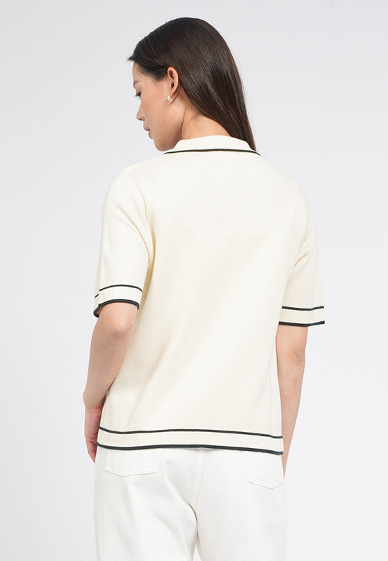 Contrast Details Short Sleeve Knit Top