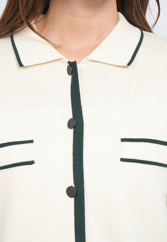 Contrast Details Short Sleeve Knit Top